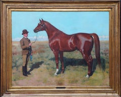 Race Horse Phoenix with Guilermo Kemmis - British 19th century art oil painting