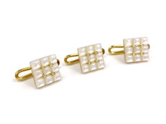 George Gero 18 Karat Mother of Pearl and Diamond Shirt Studs