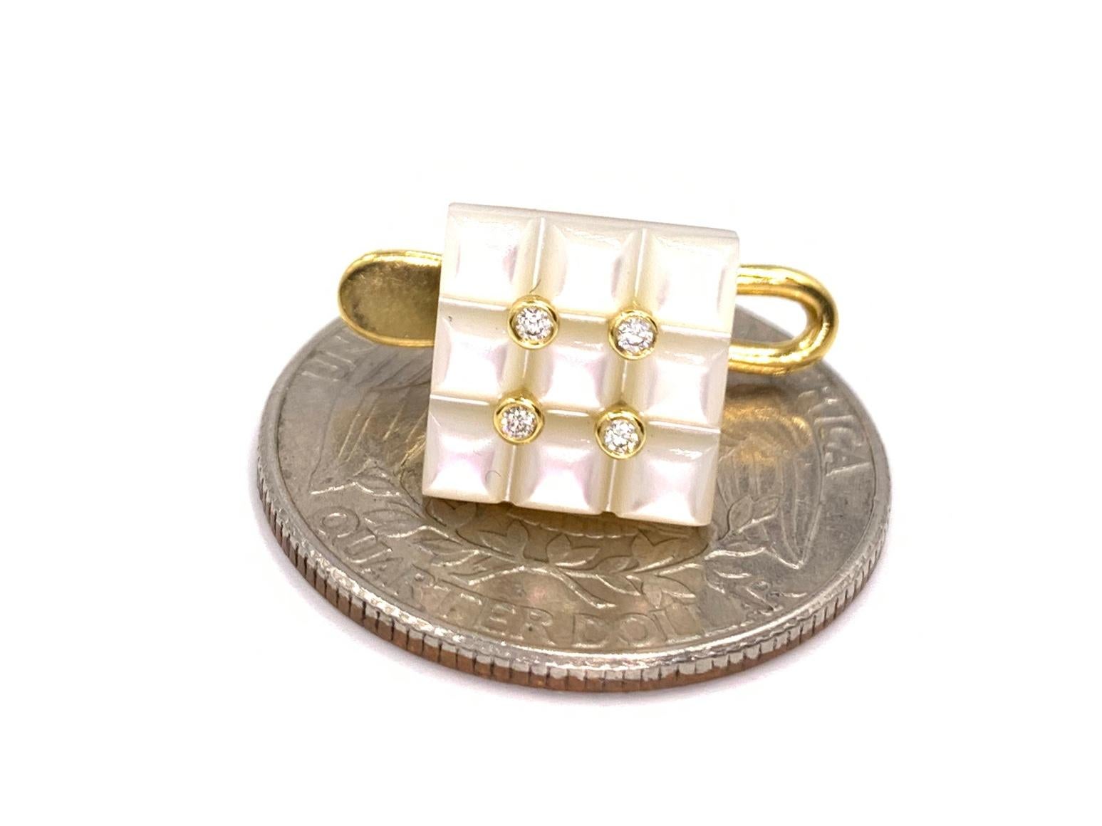 George Gero 18 Karat Mother of Pearl and Diamond Shirt Studs For Sale 4
