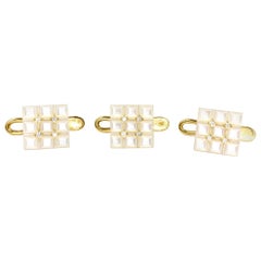 George Gero 18 Karat Mother of Pearl and Diamond Shirt Studs