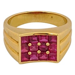 Vintage George Gero 18 Karat Yellow Gold, 2.90 Carat Ruby Ring