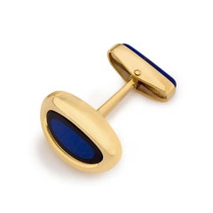George Gero Boutons de manchette en or jaune 18 carats, lapis et onyx