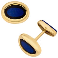 George Gero 18 Karat Yellow Gold Lapis and Onyx Cuff Links