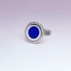 George Gero 18 Karat White Gold Cufflinks with Lapis Lazuli Center
