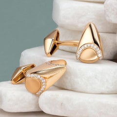 Boutons de manchette en or rose 18 carats et diamants de 1,03 carat de George Gero