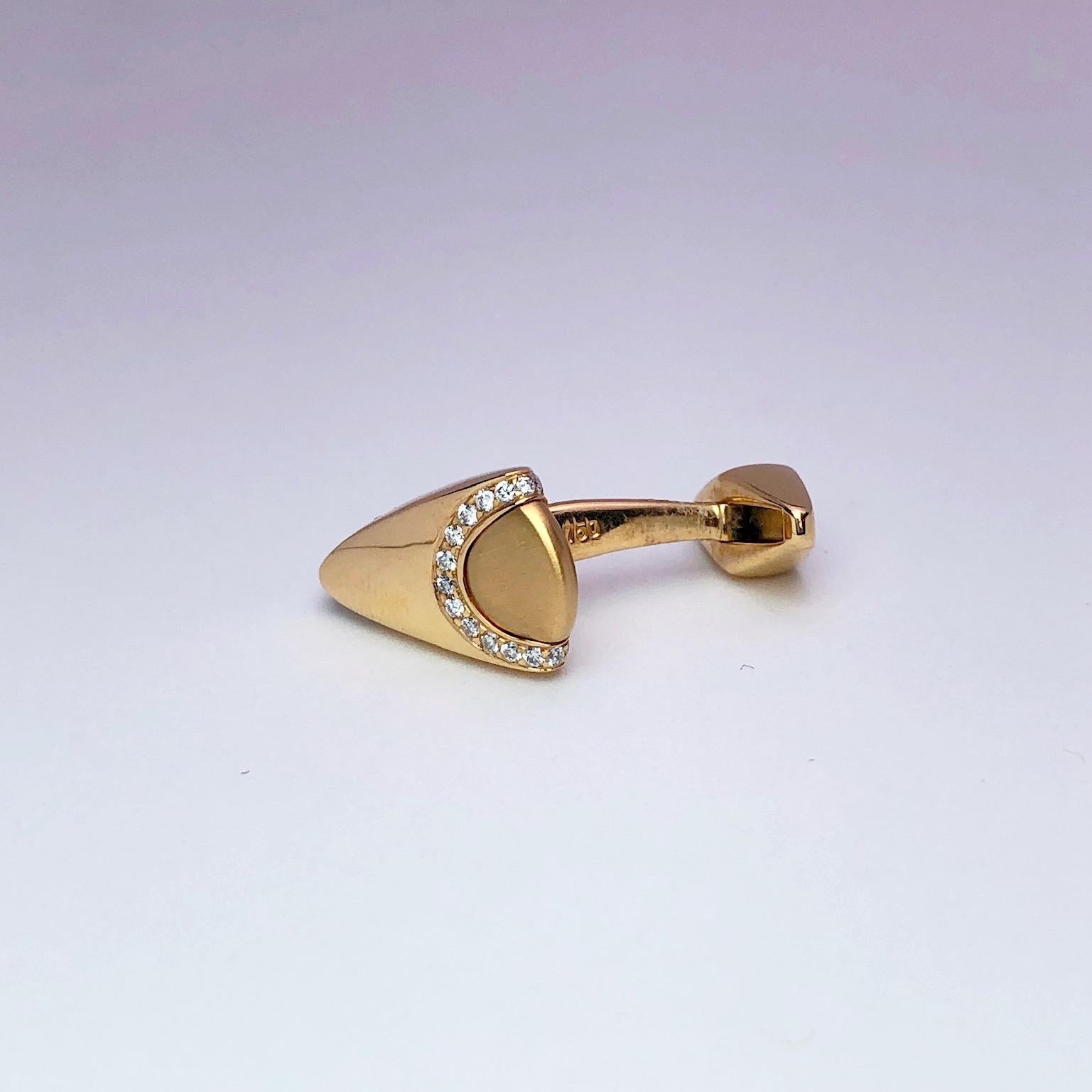 George Gero 18 Karat Rose Gold and 1.03 Carat Diamonds Cufflinks In New Condition For Sale In New York, NY