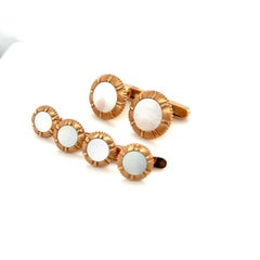 George Gero 18KT Rose Gold & Pinctada Maxima Cuff-Links / Studs Dress Set