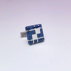 George Gero Boutons de manchette carrés en or blanc 18 carats et dumortierite bleue