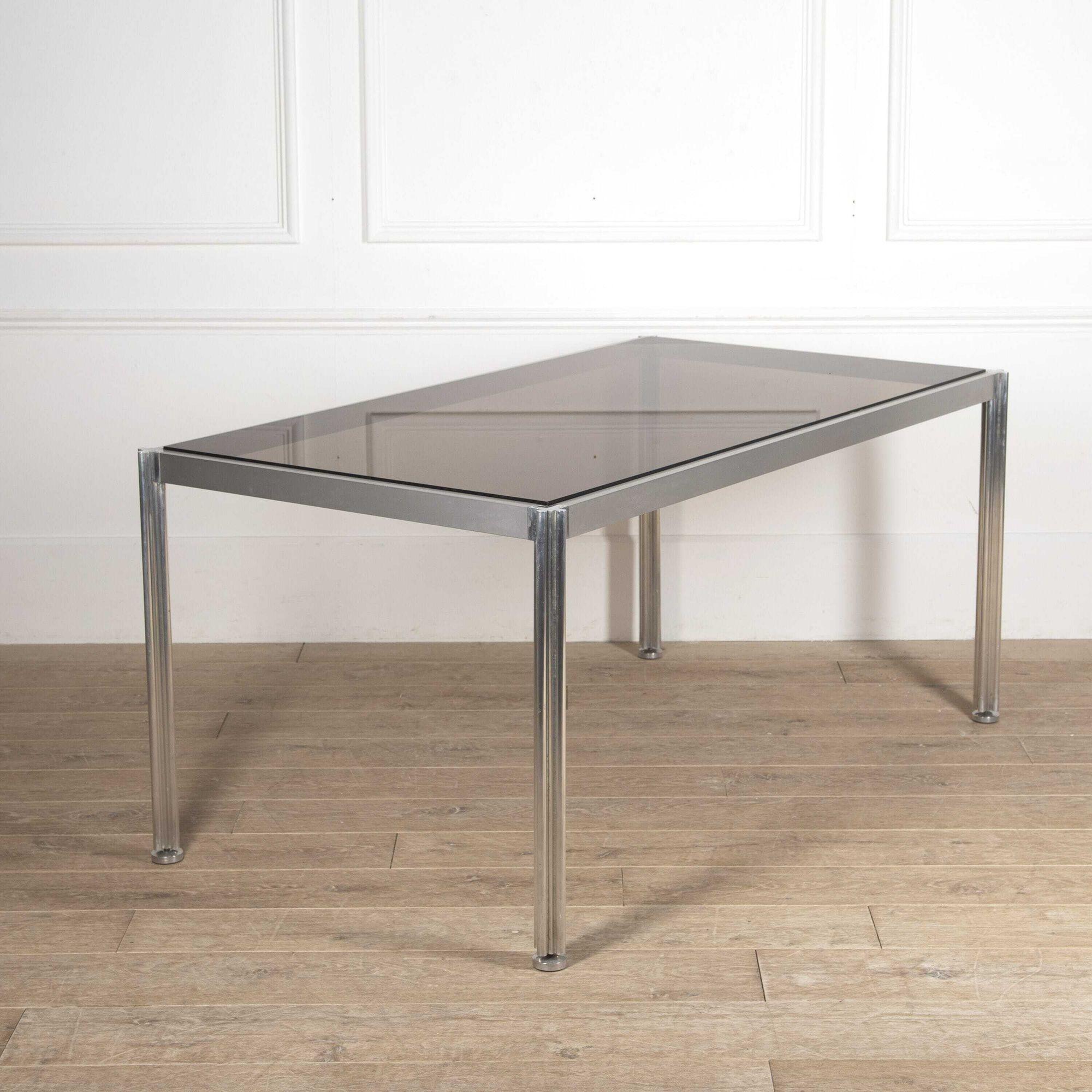 Mid-Century Modern George Giancimino Glass Top Dining Table For Sale