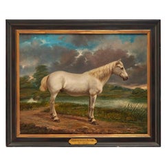 Antique George Gildley Palmer 'British, 1830-1905', a White Horse in Landscape 1869