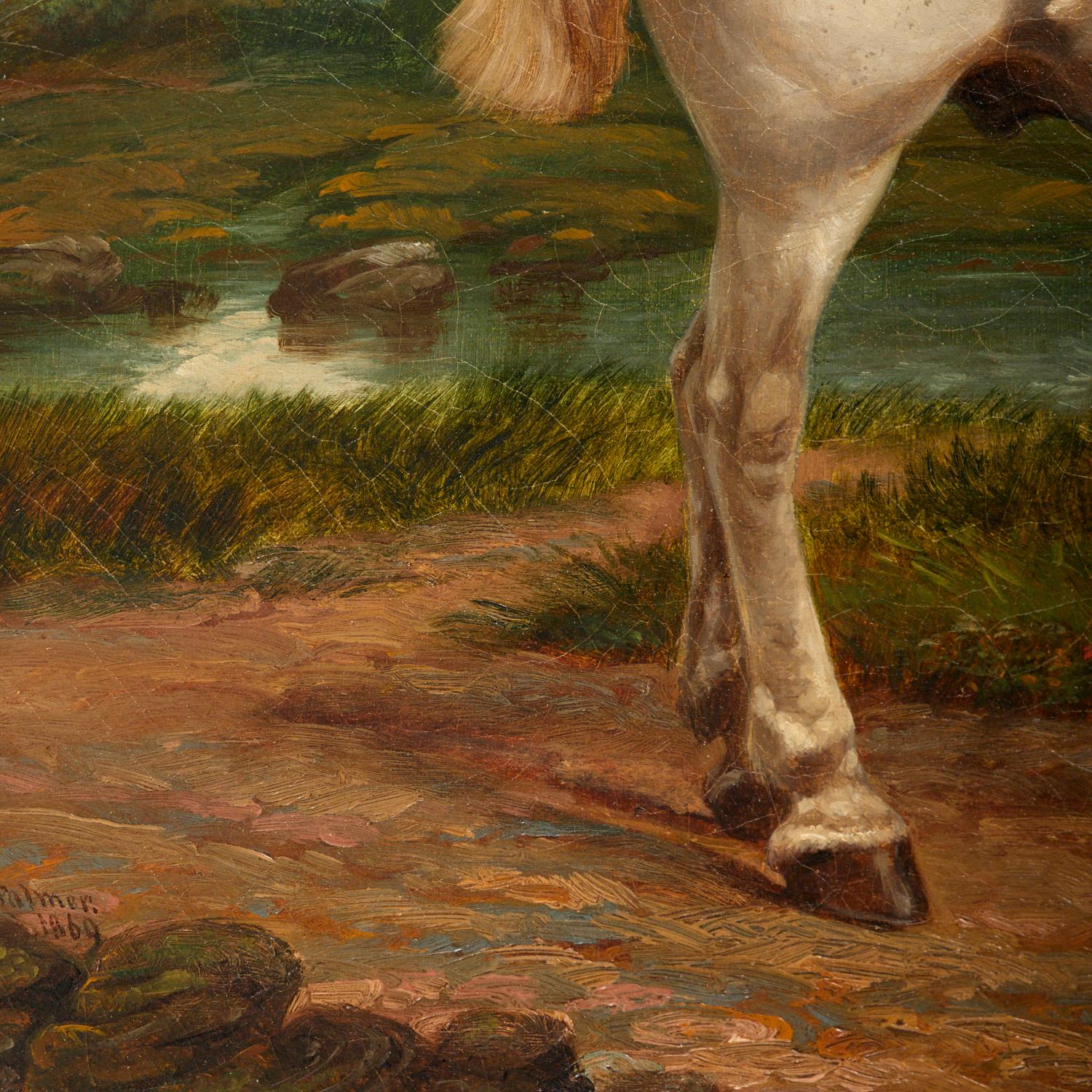 George Gildley Palmer (Brite, 1830-1905), Ein weißes Pferd in Landschaft 2
