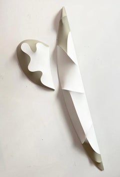 Anomaly I (2024), biomorphic abstract geometric wall sculpture, white & neutrals