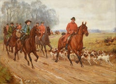 George Goodwin Kilburne, oil landscape horse/equine hunting scene 19th century