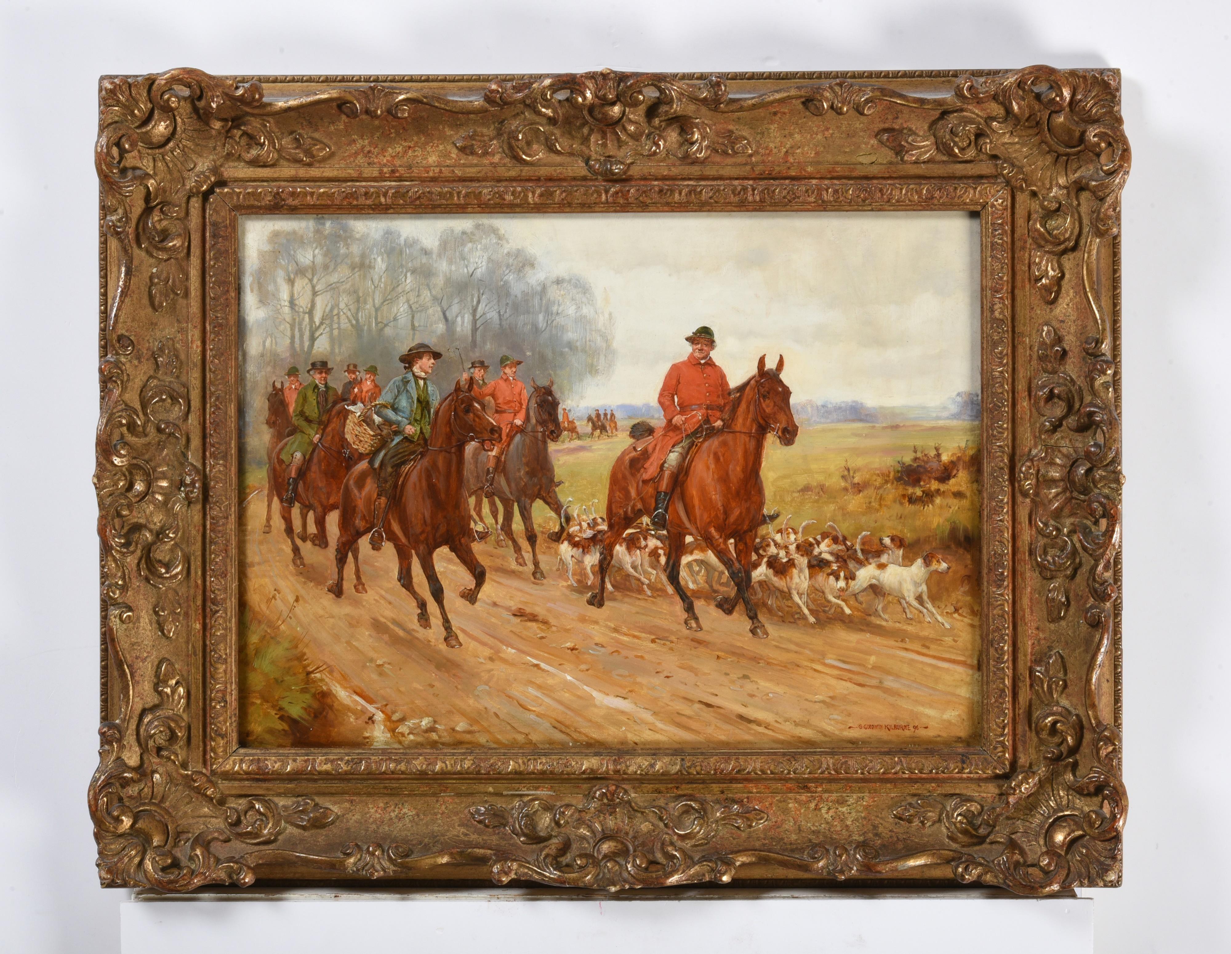 George Goodwin Kilburne, oil landscape horse/equine hunting scene 19th century For Sale 2