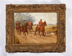 George Goodwin Kilburne, oil landscape horse/equine hunting scene 19th century