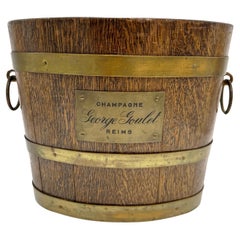 George Goulet French Oak and Brass Champagne Bucket by Gerard Lafitte