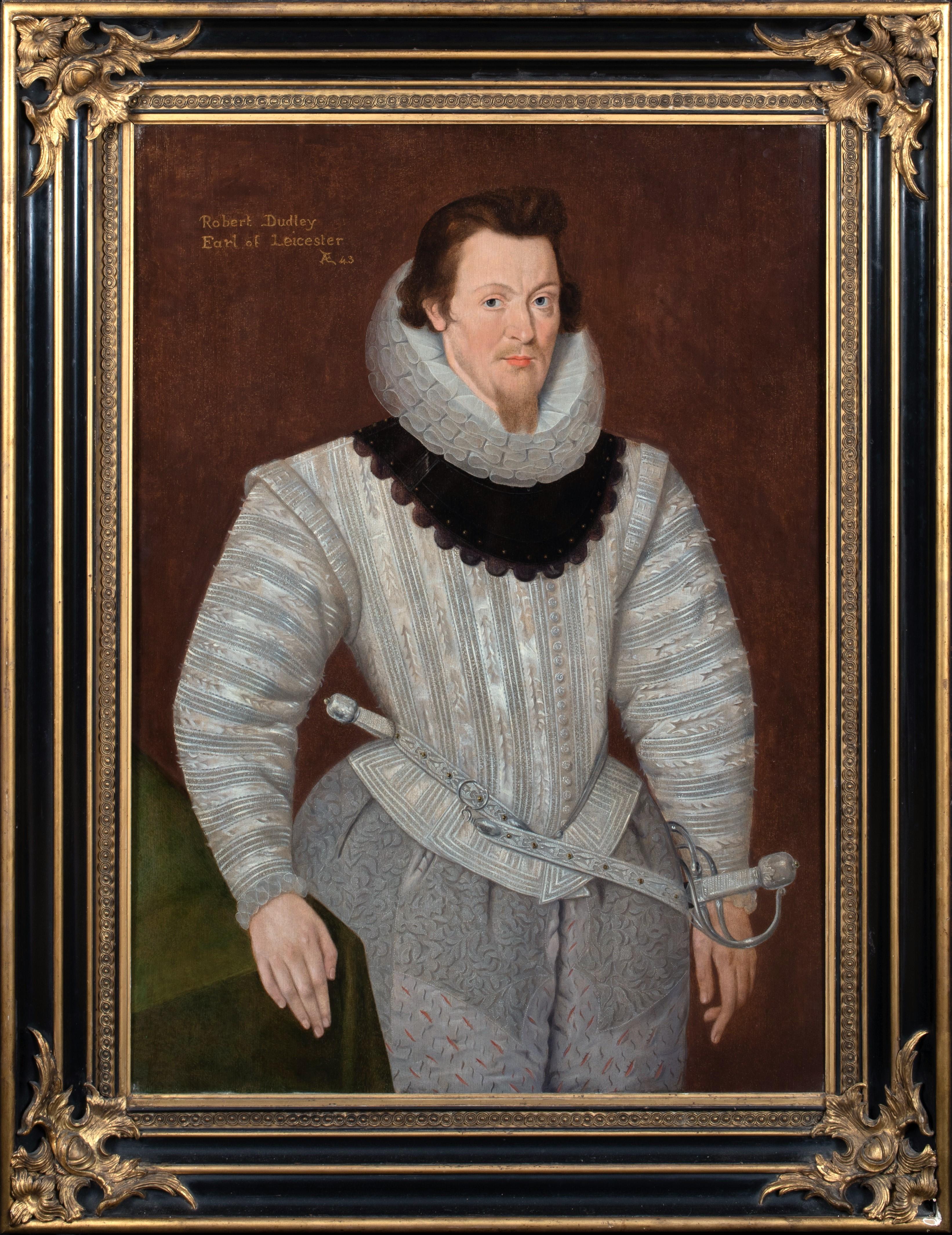George Gower Portrait Painting - Portrait Identified As Robert Dudley, 1st Earl of Leicester