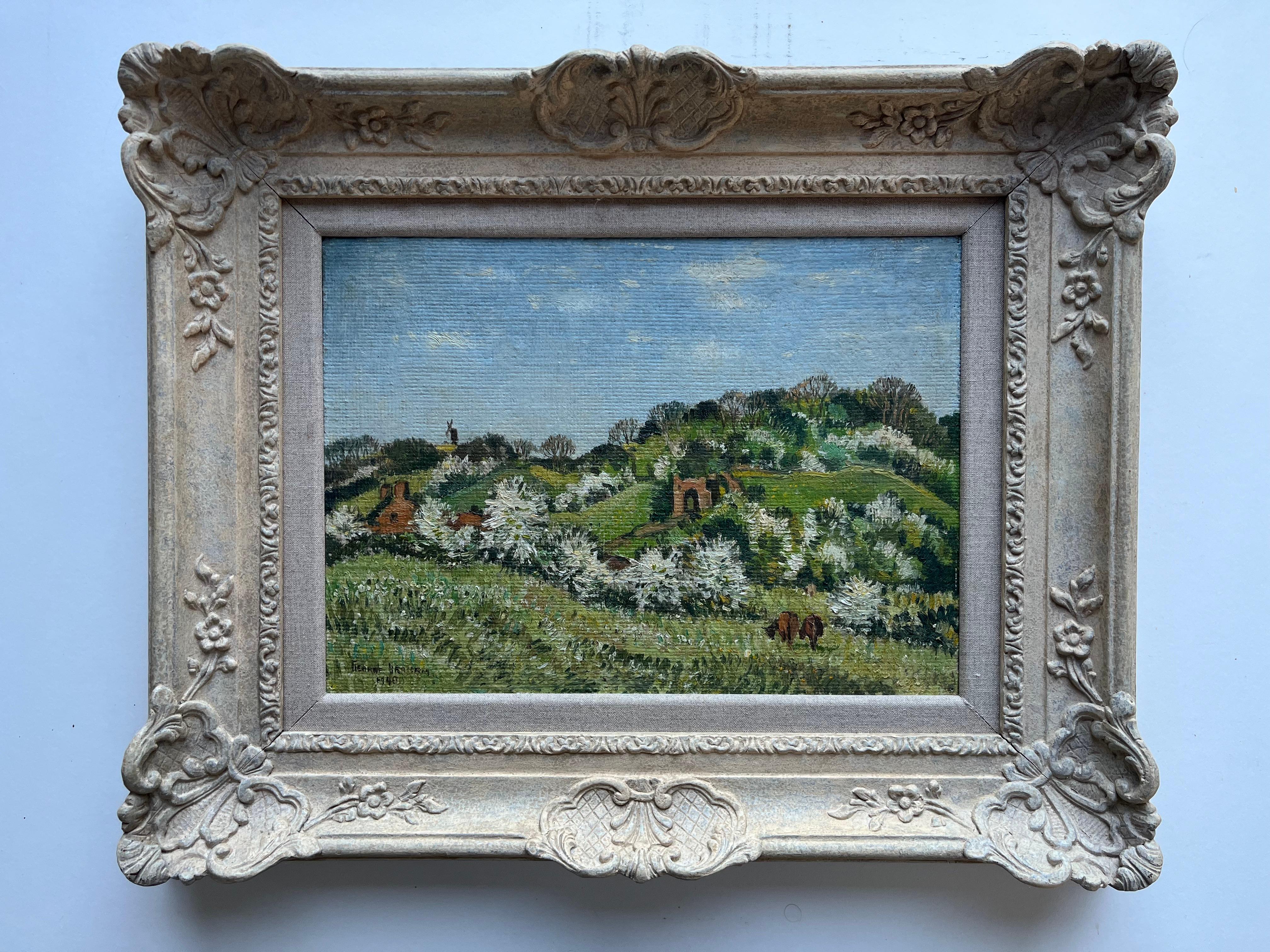 Impressionniste britannique Printemps avec fleurs dans la campagne anglaise - Impressionnisme Painting par George Graham