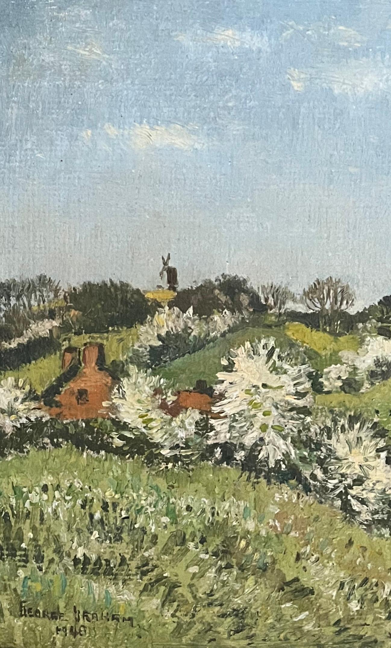 Impressionniste britannique Printemps avec fleurs dans la campagne anglaise en vente 5