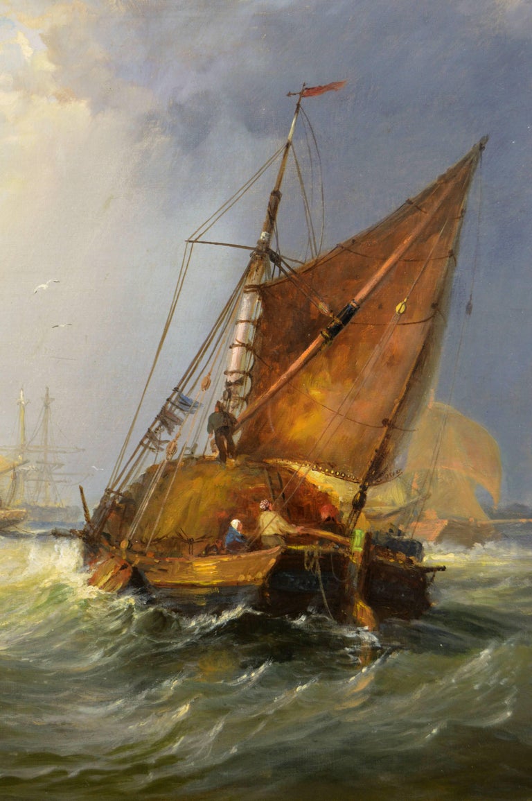 Gregory 19th Century marine oil painting of ships on the