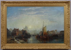 19th Century seascape oil painting of Rotterdam 