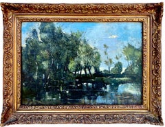 Antique 19th century British Australian Post Impressionist Countryside Painting 