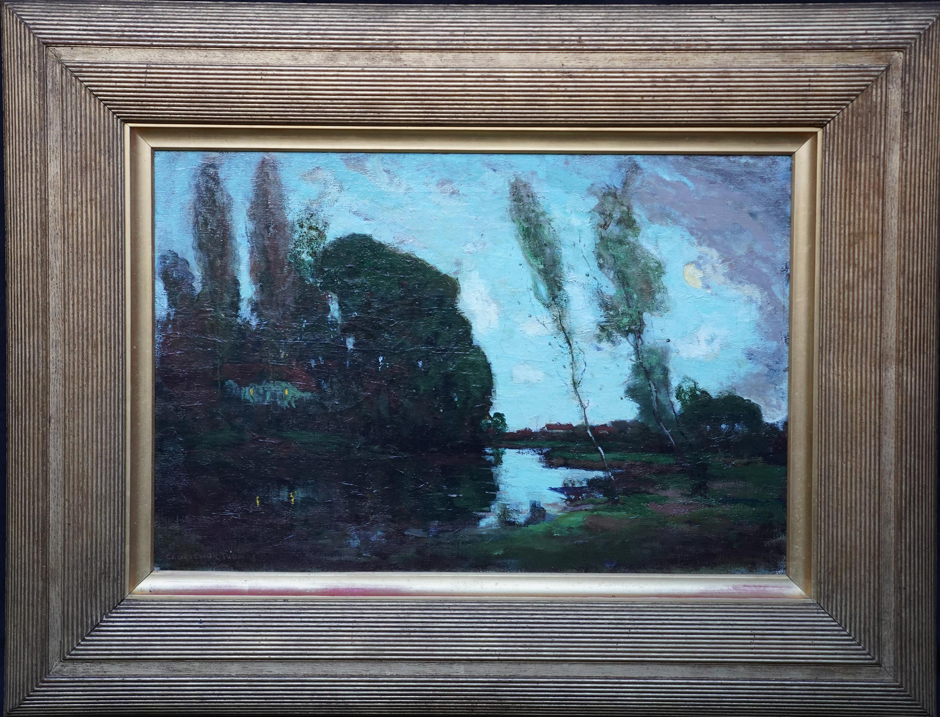 River Landscape - Scottish Glasgow Boys 1900 Impressionist art oil painting  For Sale 8