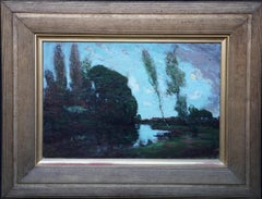 Antique River Landscape - Scottish Glasgow Boys 1900 Impressionist art oil painting 