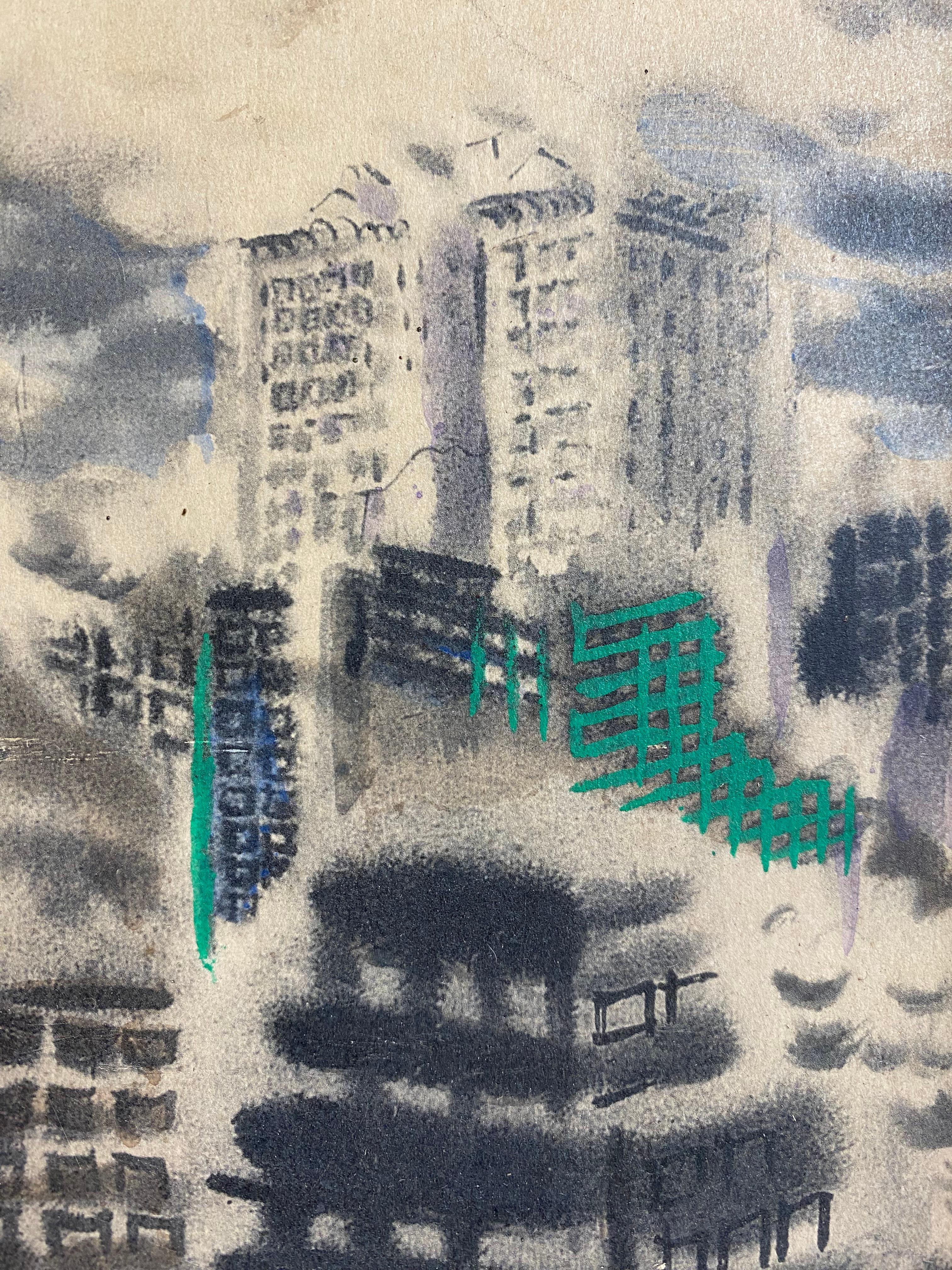 Americano Stampa litografica offset di George Grosz Manhattan, 1960 in vendita