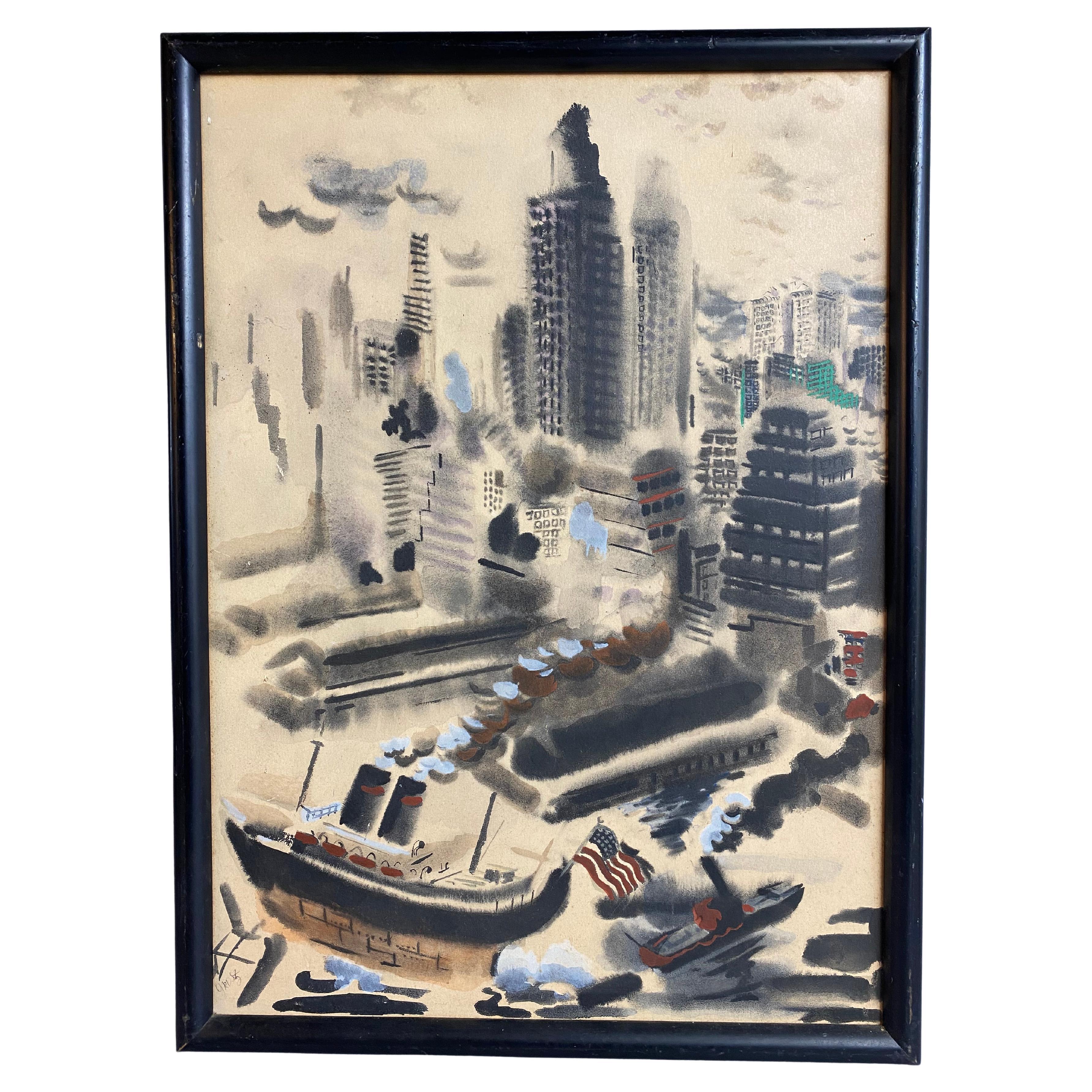 George Grosz Manhattan Impresión litográfica offset, años 60