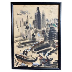 George Grosz Manhattan Offset Lithograph Print, 1960s