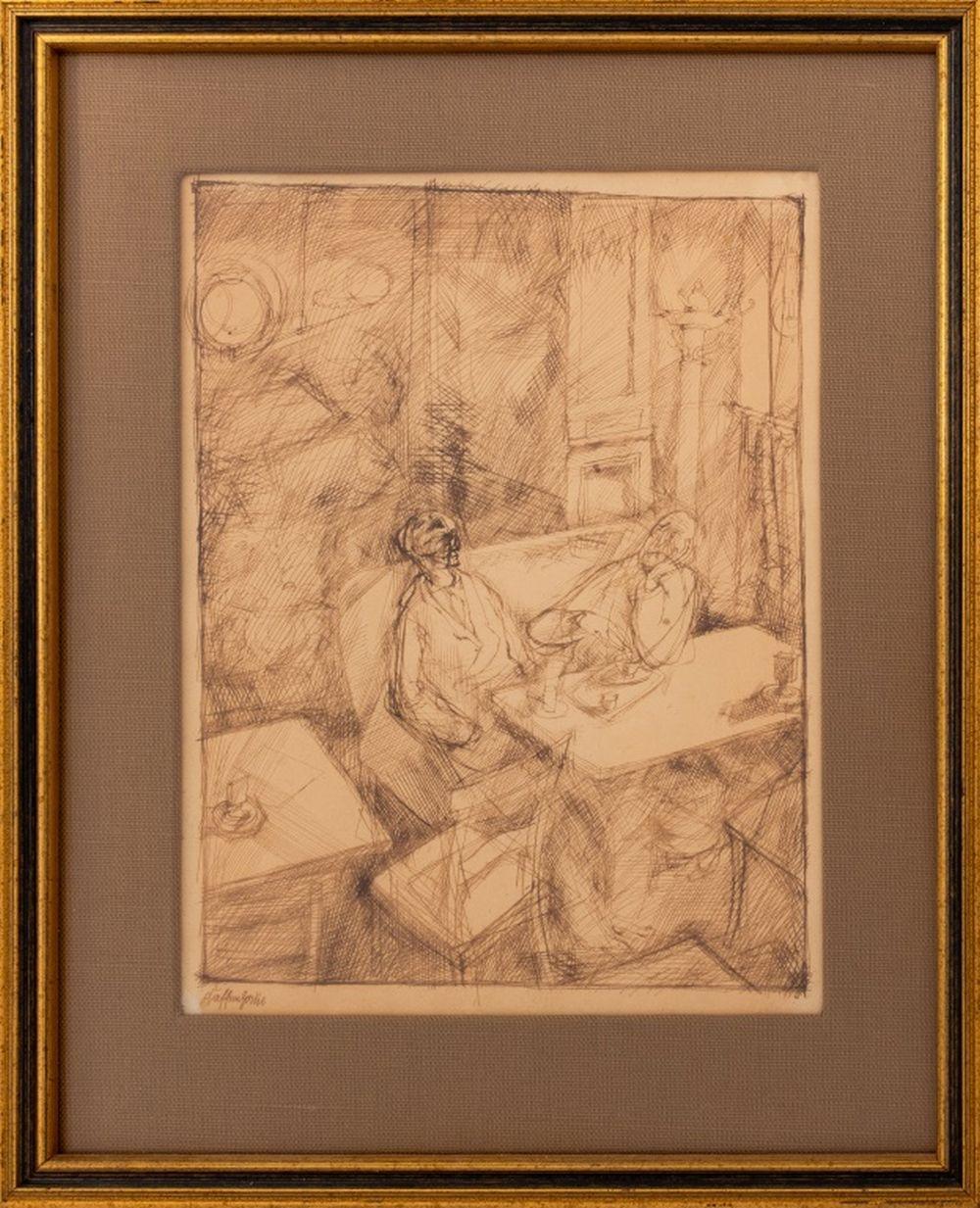 George Grosz Figurative Painting – „Kaffeehaus (Cafe des Westens)“