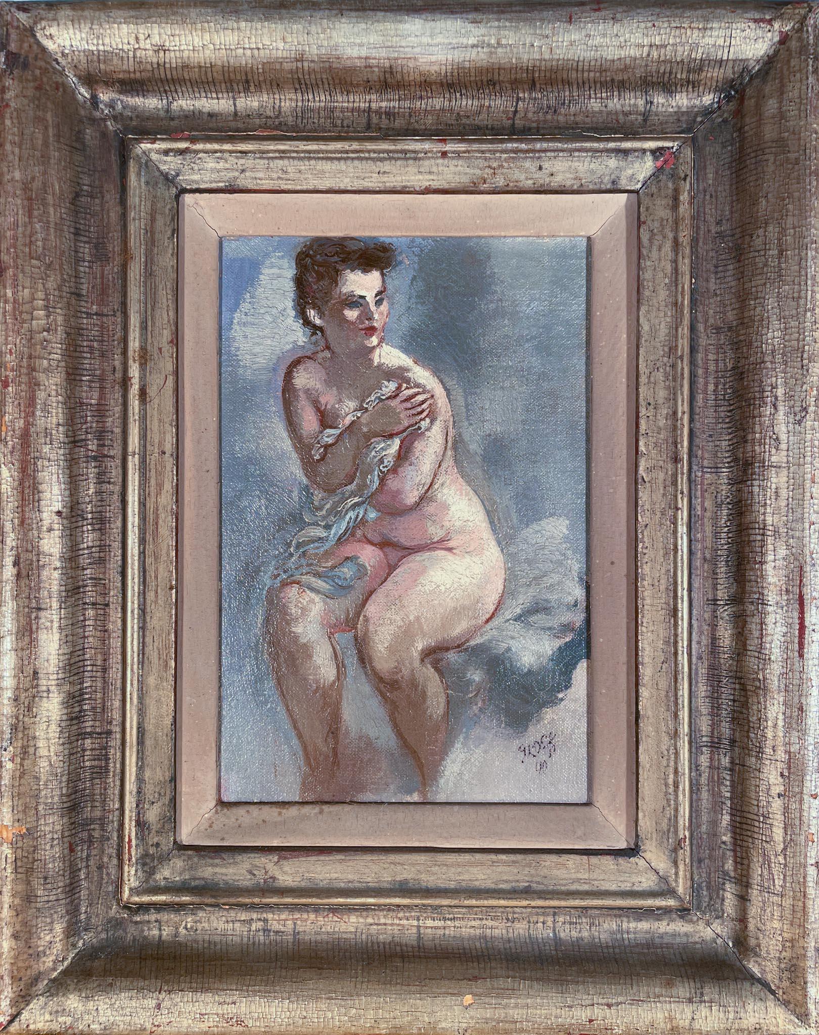 Nu assis - Painting de George Grosz