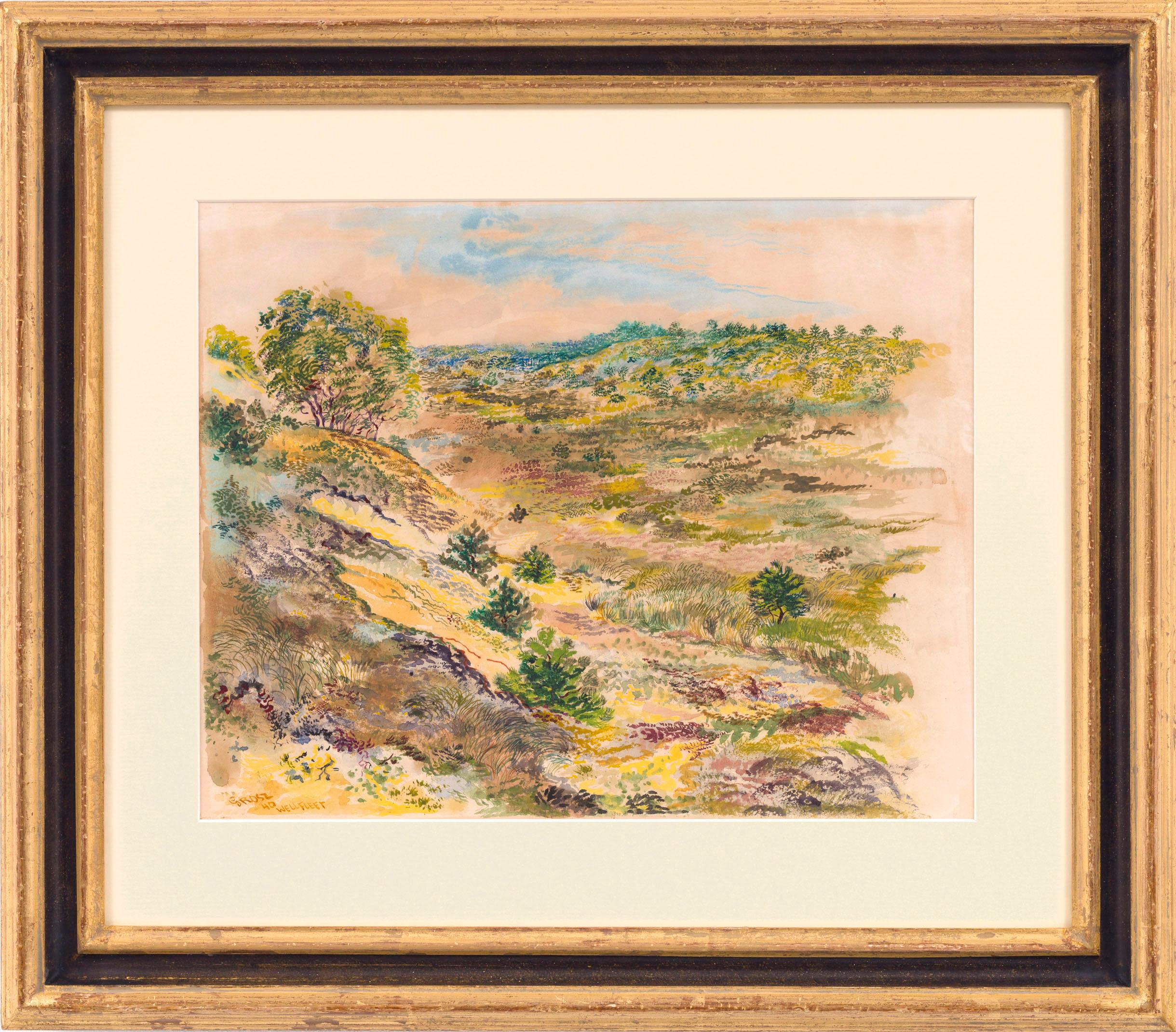 Wellfleet, George Grosz, 1940 (Modernist Landscape Watercolour) For Sale 1