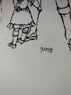 Lithographie „Kinder spielender Soldat“, Kleine Auflage von George Grosz, 1936