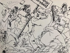 1936 Lithograph Interregnum Street Riot Protest Small Edition Weimar Germany