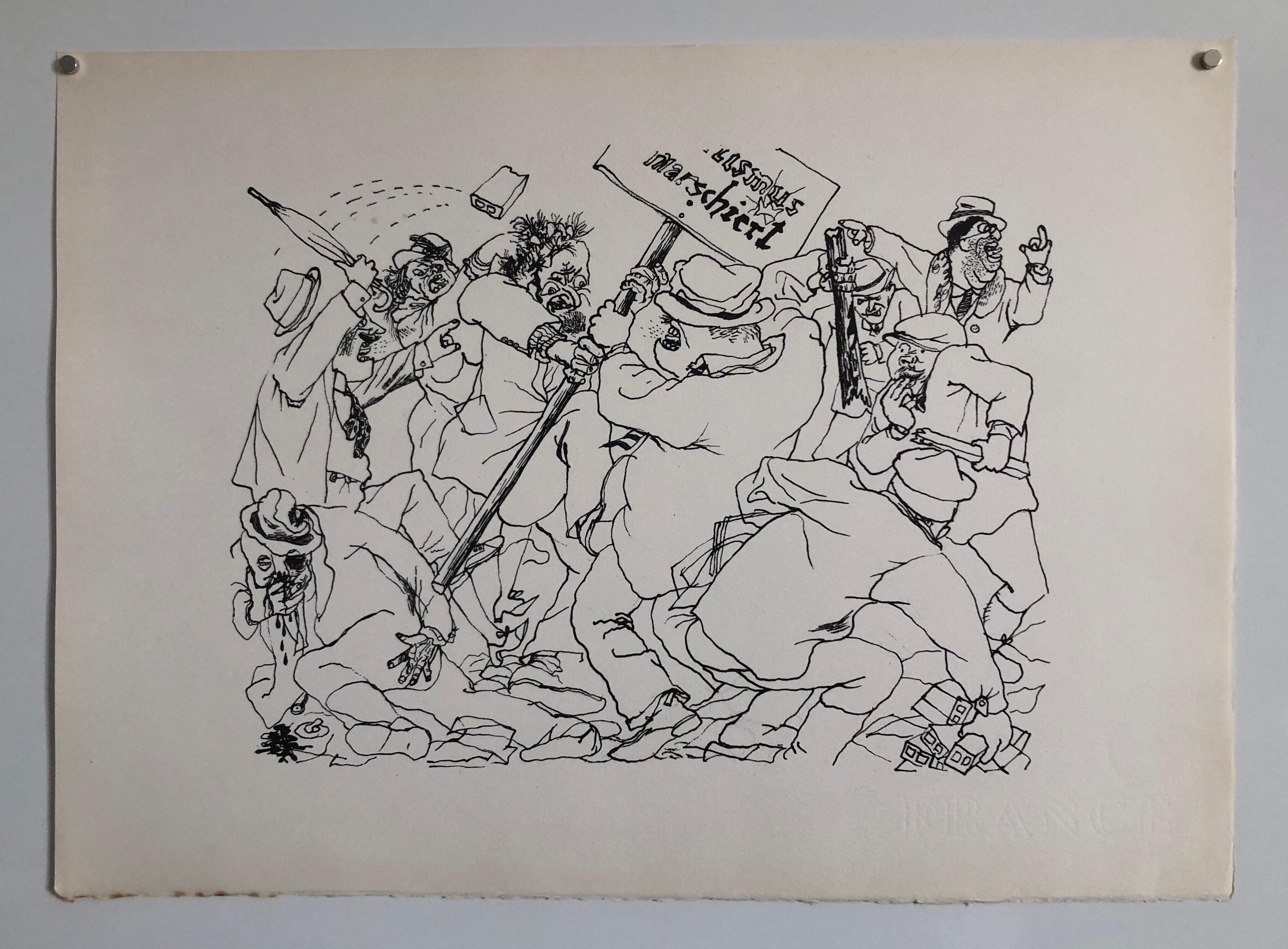 1936 Lithographie Interregnum Street Riot Protest, Kleine Auflage Weimar, Deutschland im Angebot 1