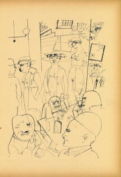 Offset et lithographie originale de George Grosz « At Night », 1923