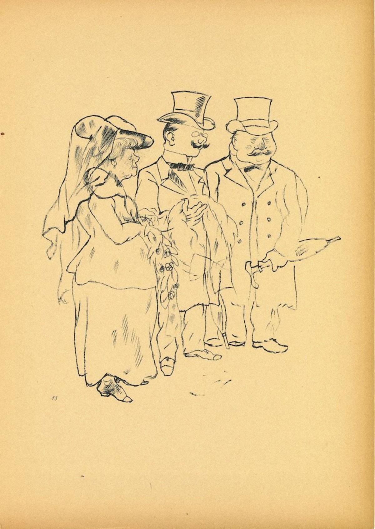 Desconsolado - Offset original y litografía de George Grosz - 1923