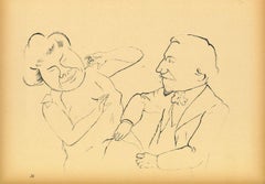 Chat Hour - Original Offset and Lithograph by George Grosz - 1923