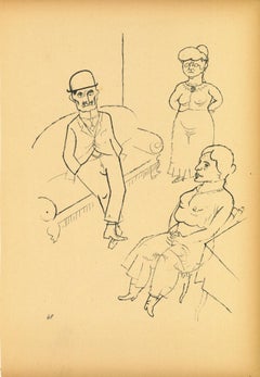 Conversation von Ecce Homo – Original Offset- und Lithographie von G. Grosz – 1923