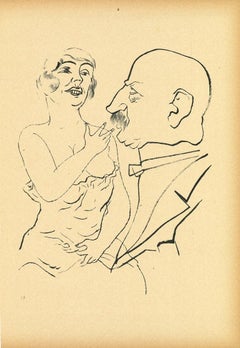 Antique Couple - Offset and Lithograph by George Grosz - 1923