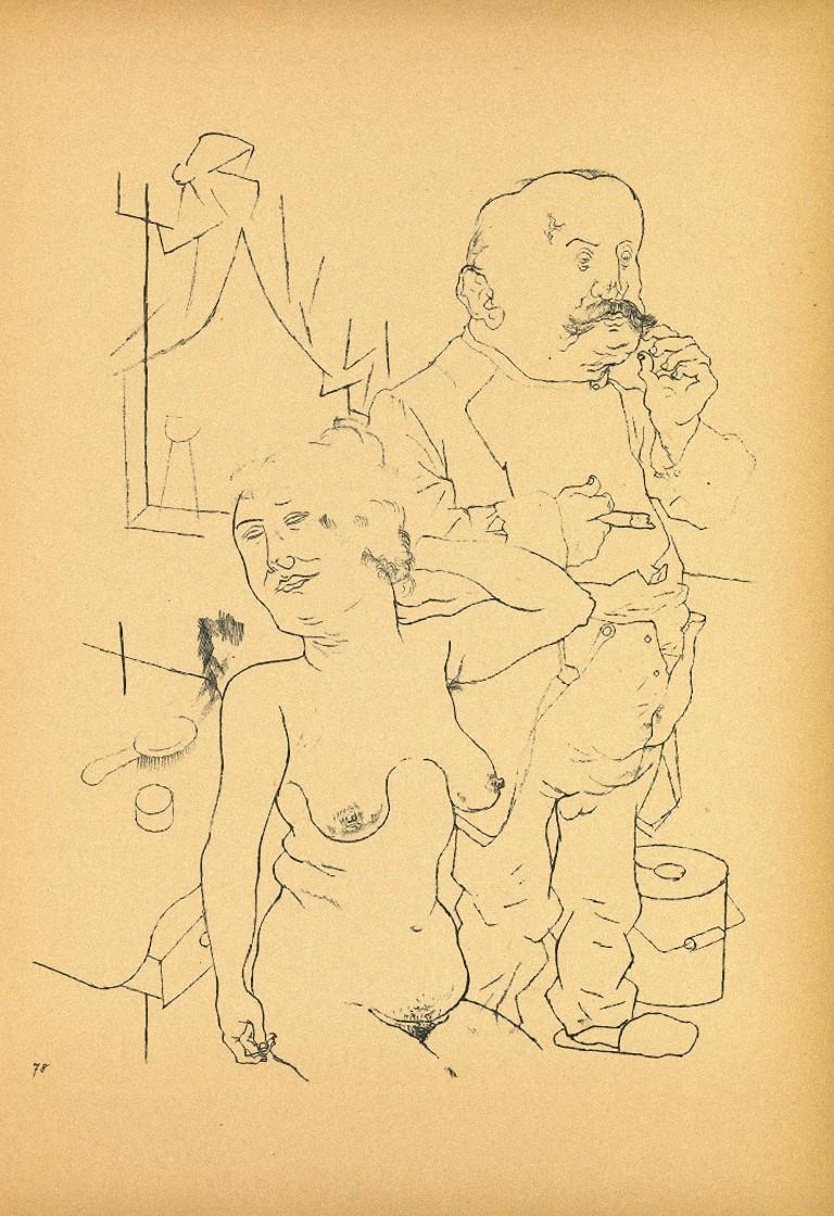 Couple - Original Offset and Lithograph by George Grosz - 1923