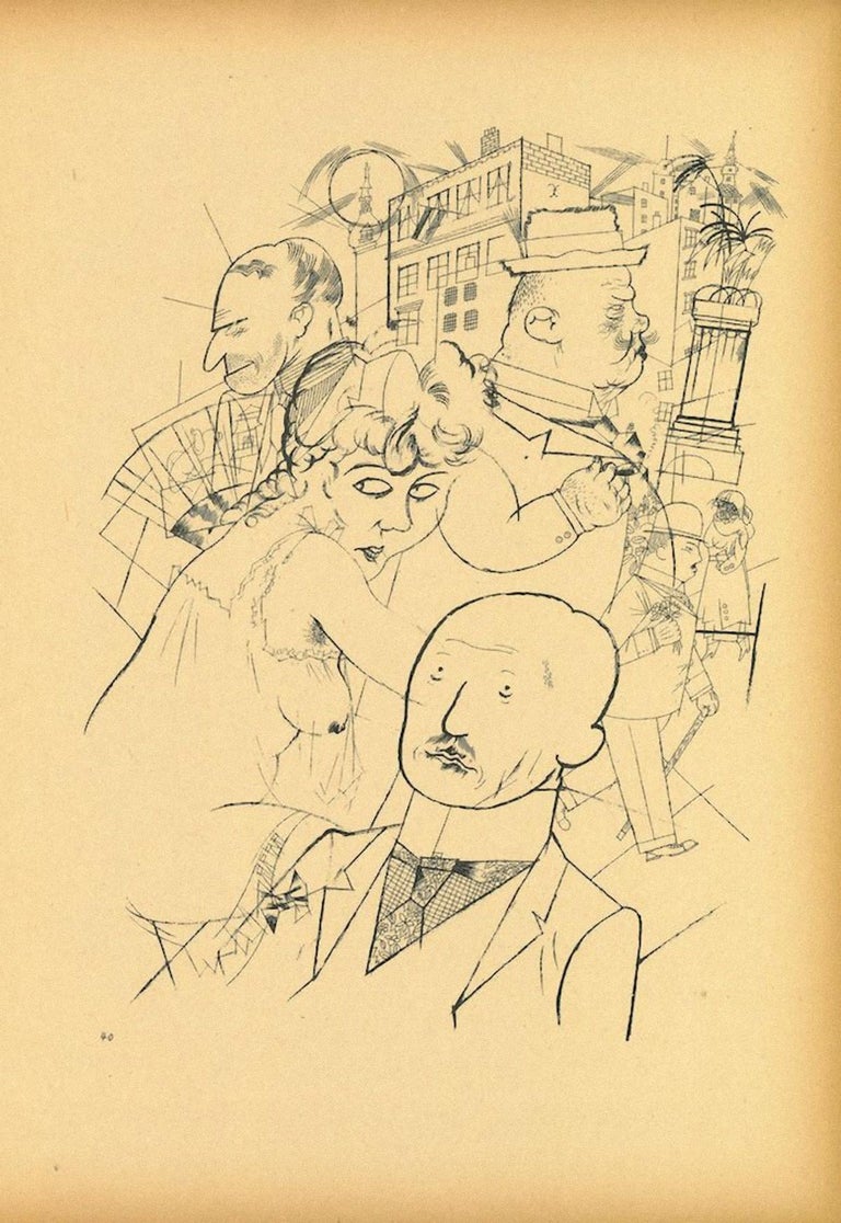 Dr. Huelsenbeck at the end is an original offset and lithograph print realized by George Grosz.

The artwork is the plate n.40 from the portfolio Ecce Homo published between 1922/1923, edition of Der Malik-Verlag Berlin.

Original title: Dr.