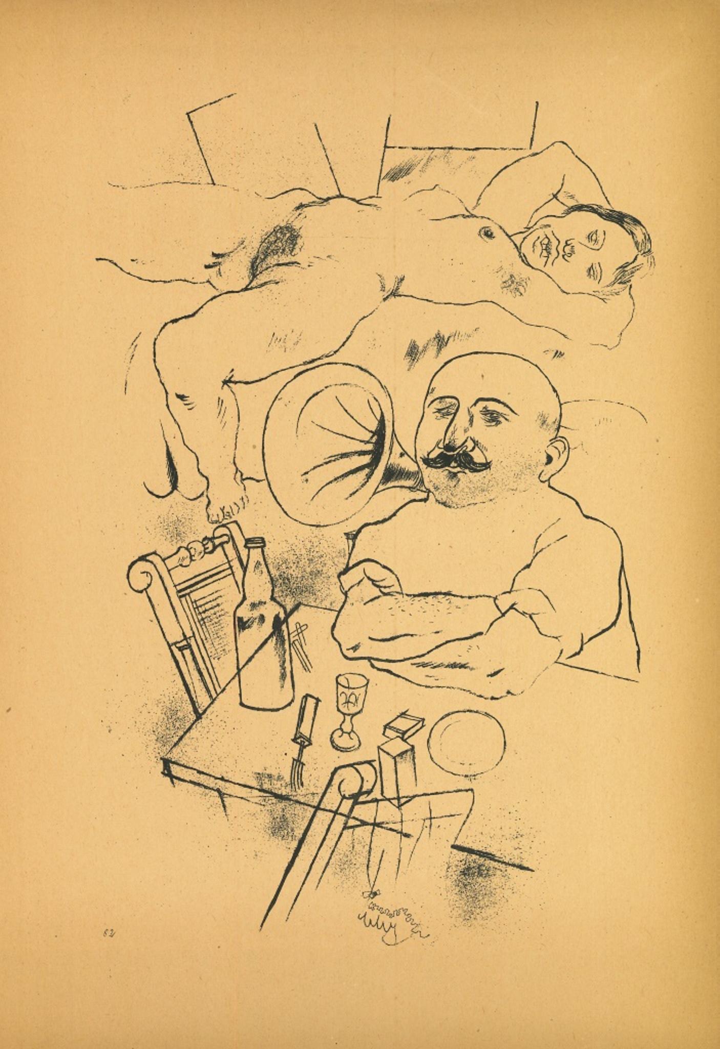 Dream - Original Offset and Lithograph by George Grosz - 1923