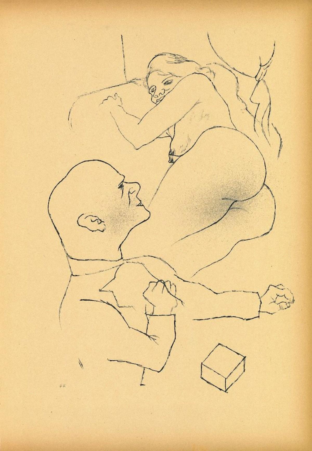 Dr.S. and Woman - Original Offset and Lithograph by George Grosz - 1923