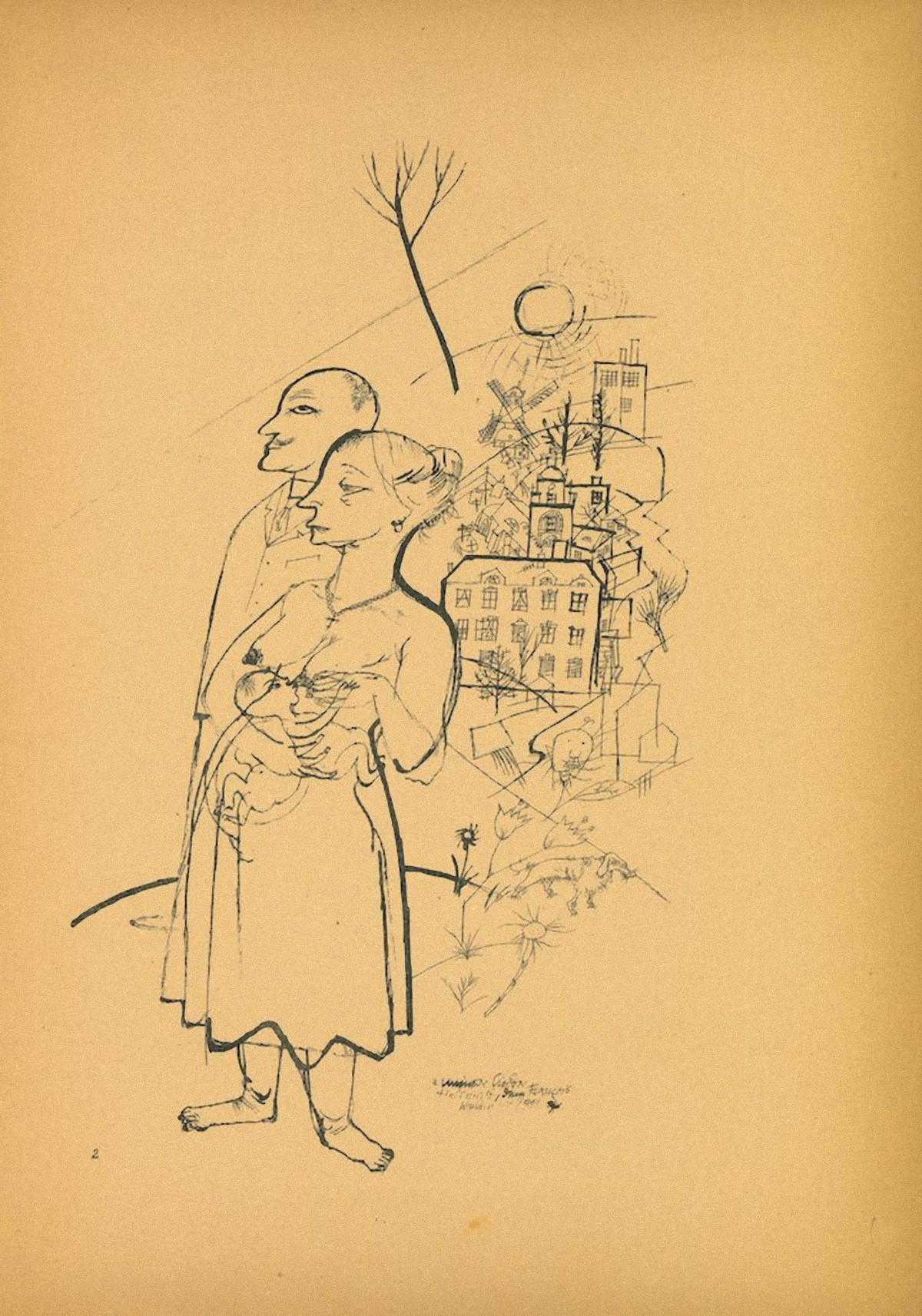 Family - Offset and Lithograph by George Grosz - 1923