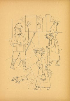 Greeting – Original Offset- und Lithographie von George Grosz – 1923