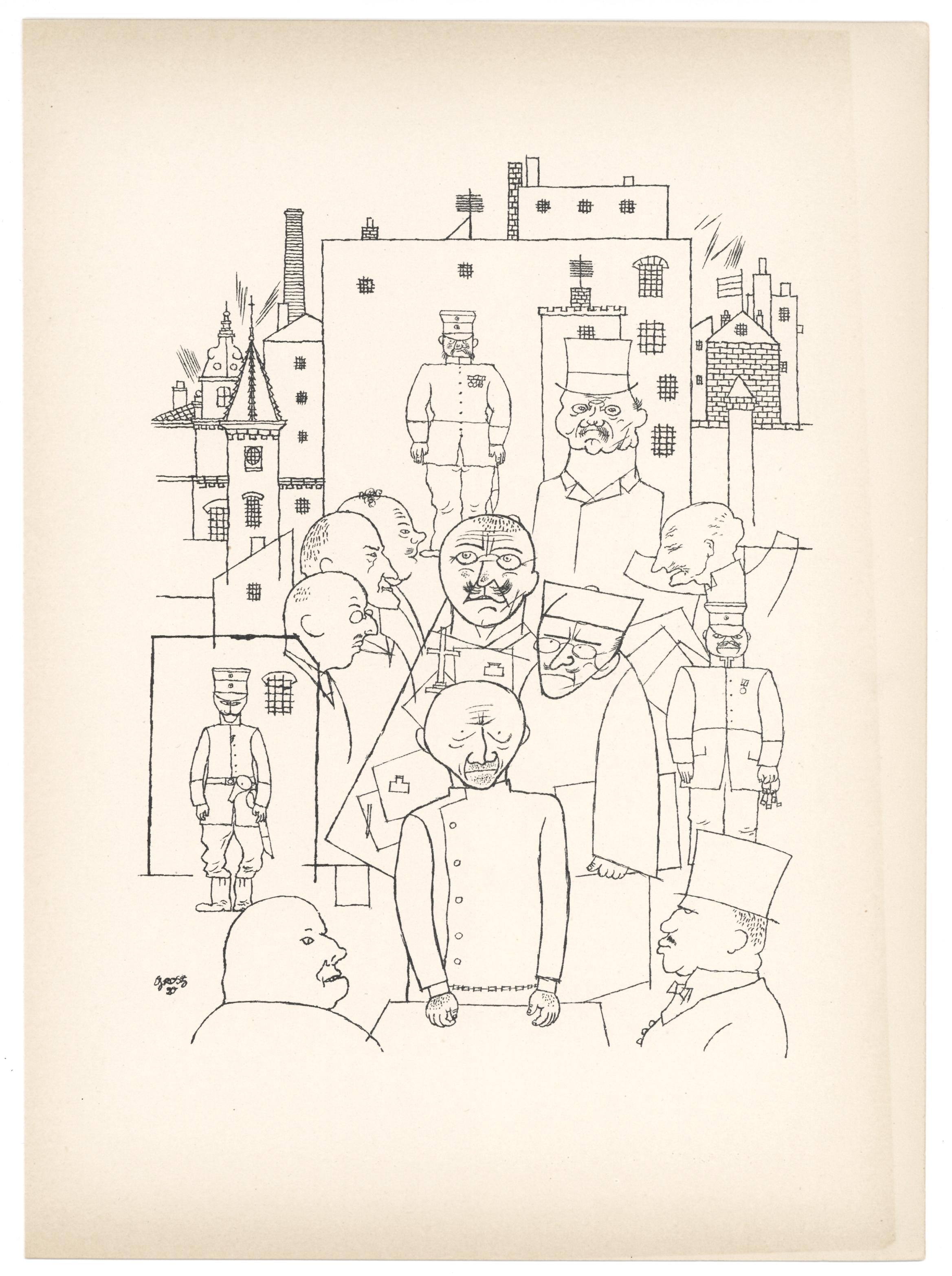 Figurative Print George Grosz - Lithographie originale « He Made Fun of Hindenburg »