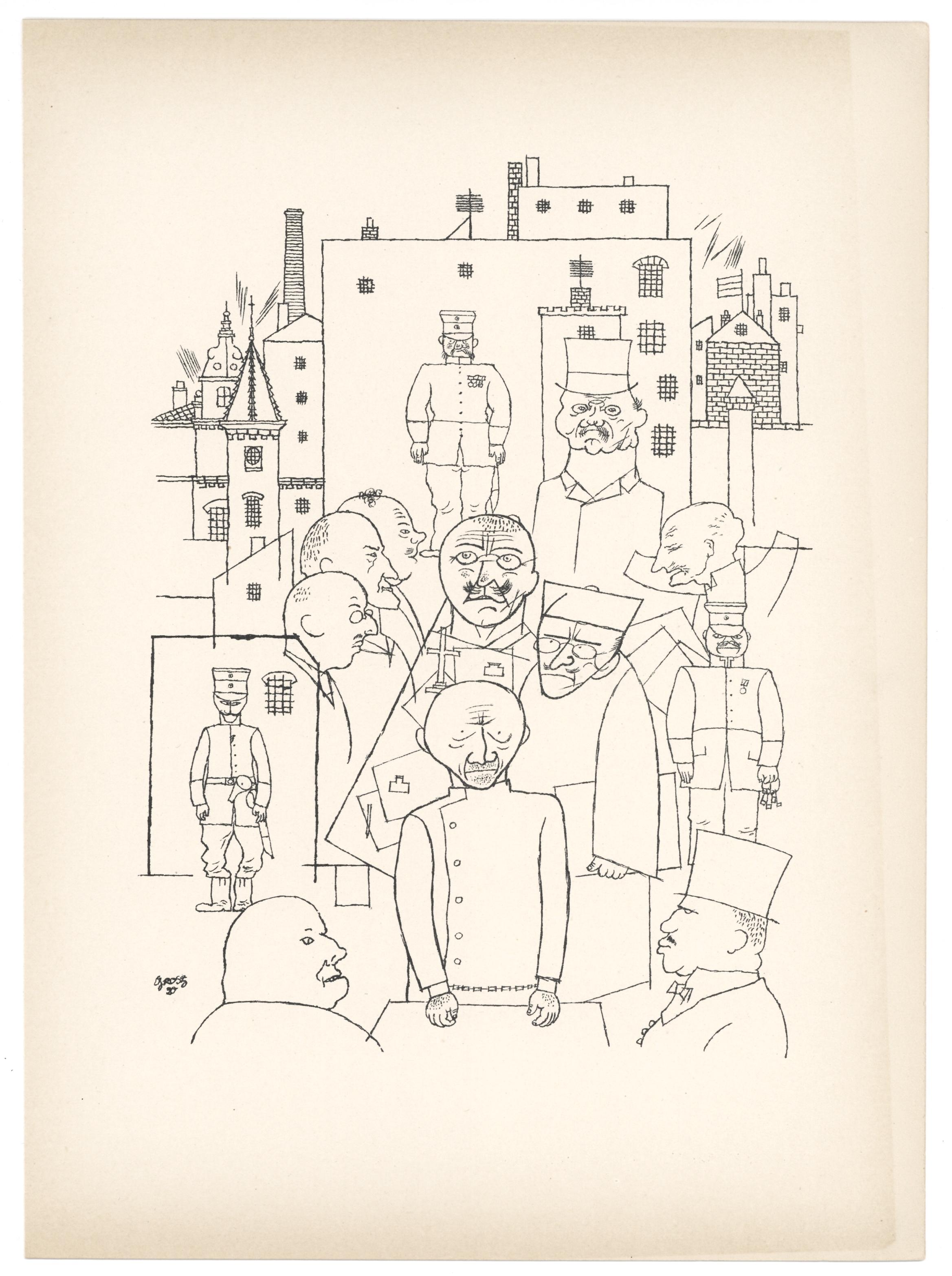 George Grosz Figurative Print - "He Made Fun of Hindenburg" original lithograph